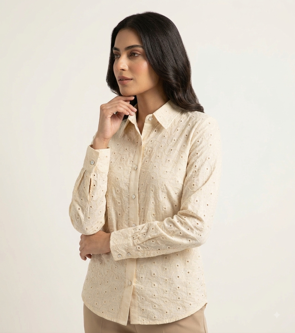 Women chikankari cotton Shirt - Image 2