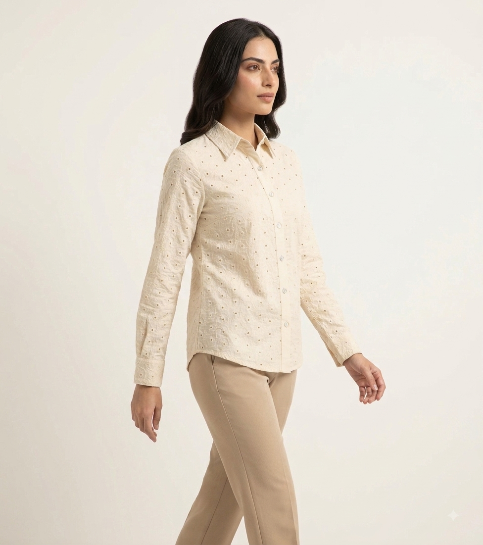 Women chikankari cotton Shirt - Image 3
