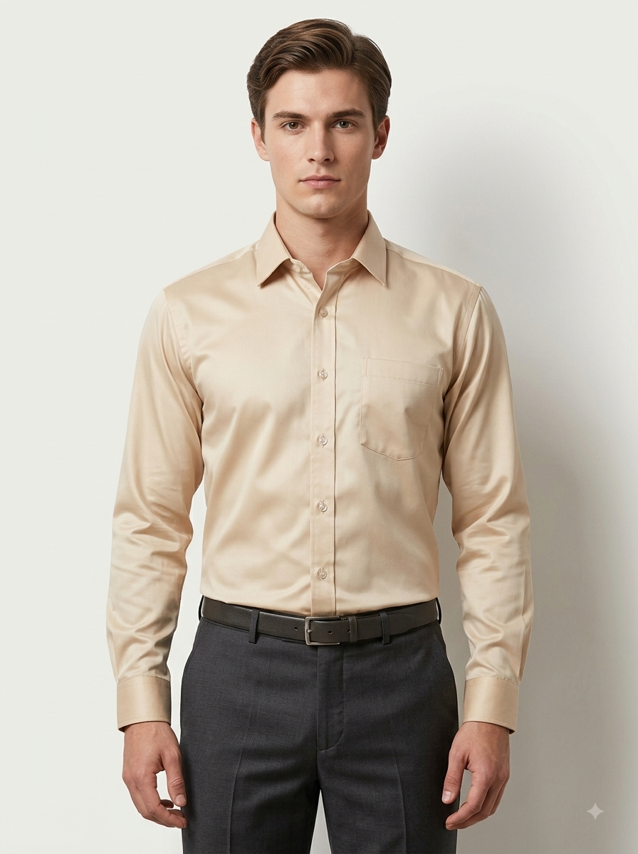 Mens Cream color shirt silk cotton - Image 2