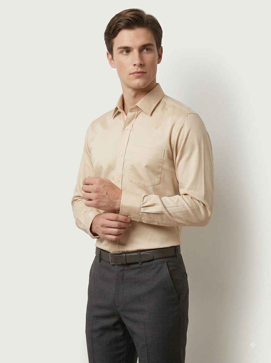 Mens Cream color shirt silk cotton - Image 3