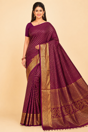 Purple Georgette Silk Print Saree