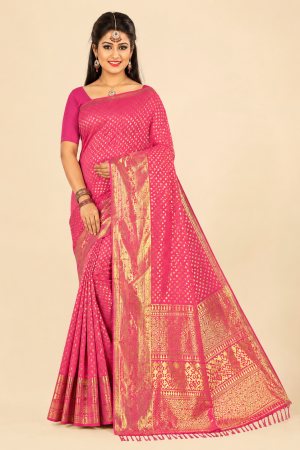 Rani Pink Georgette Silk Print Saree