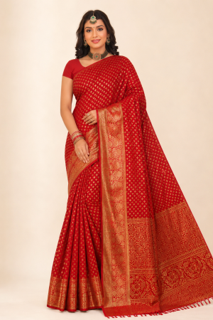 Red Georgette Silk Print Saree