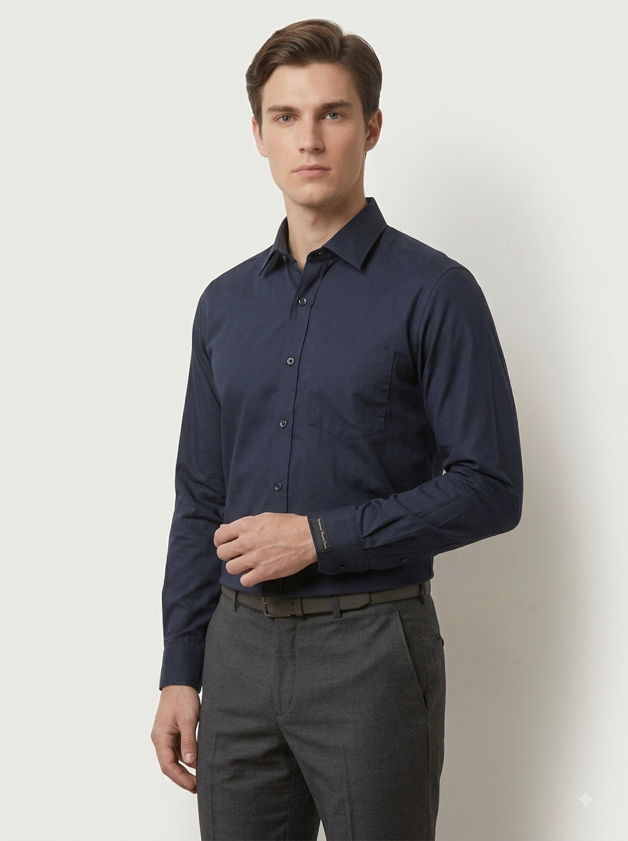 Navy blue shirt slik cotton - Image 2
