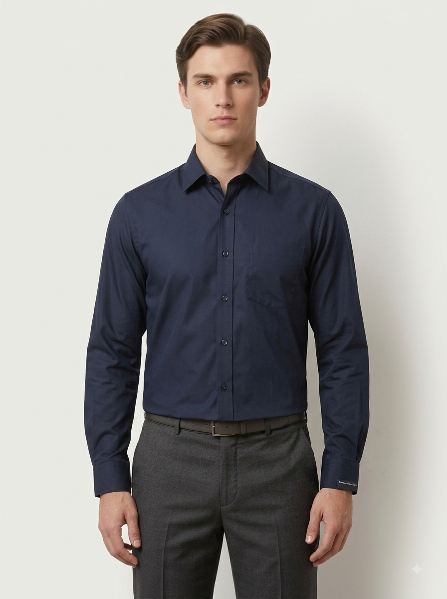 Navy blue shirt slik cotton
