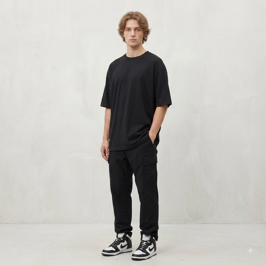 Black cotton oversized Tshirts