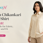 Women chikankari cotton shirt with white embroidery